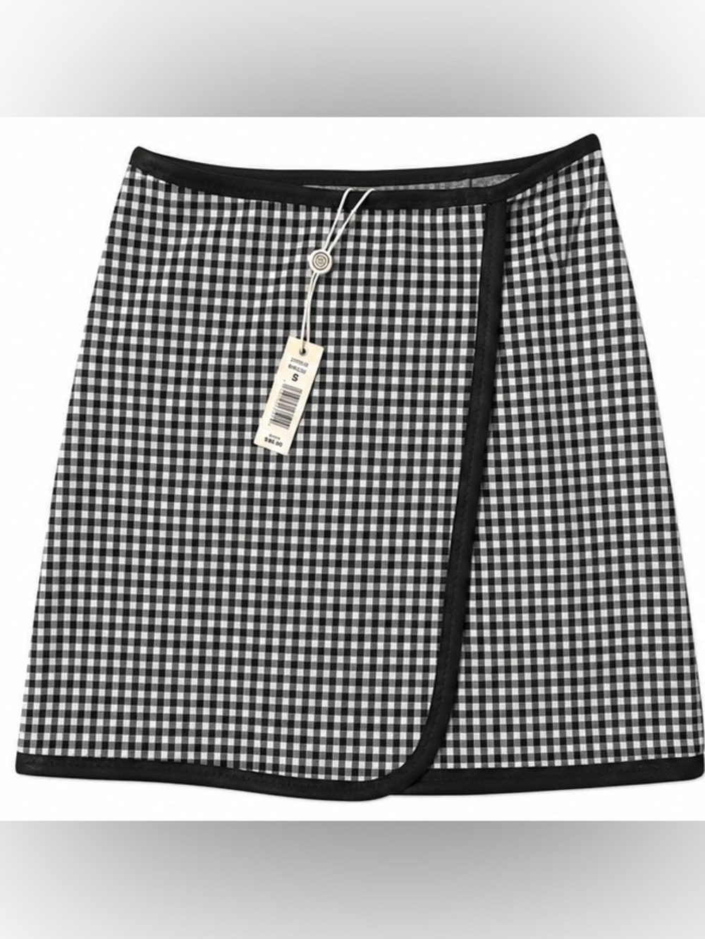 NWT Max Studio Black & White Gingham A-Line Wrap mini Skirt